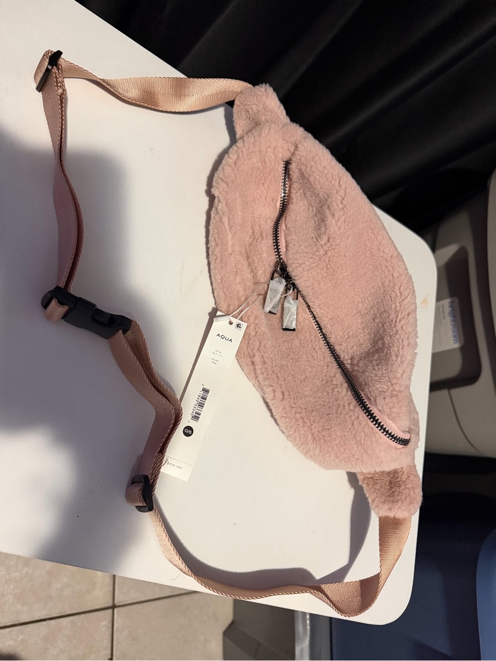 Aqua Plush Belt Bag in Blush